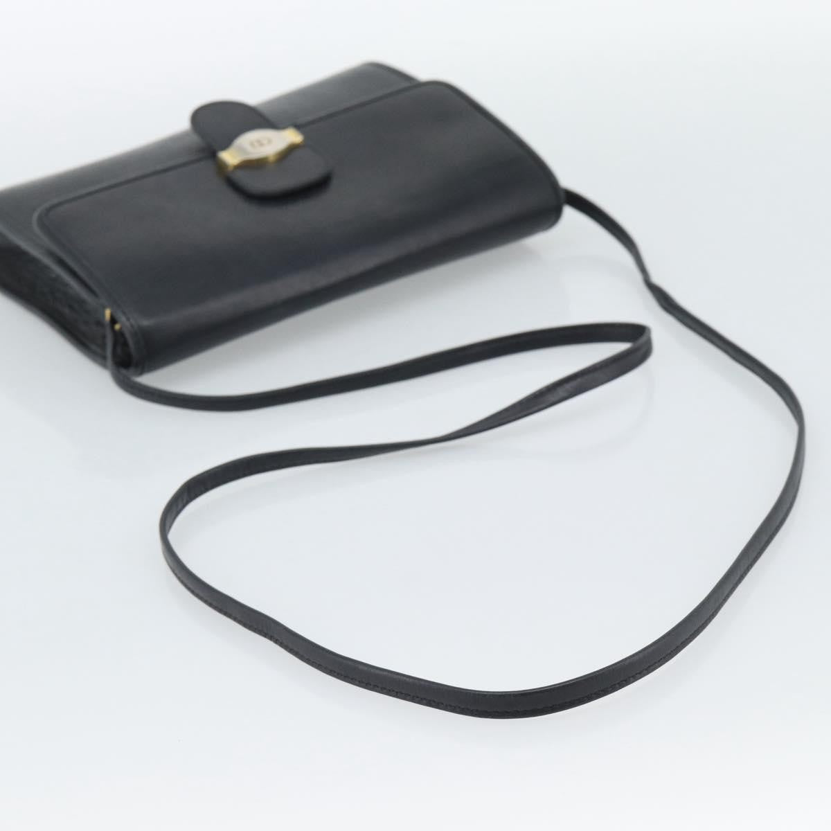 Christian Dior Vintage Cd Flap Leather Black Leather Shoulder Bag Bag (Pre-Owned)