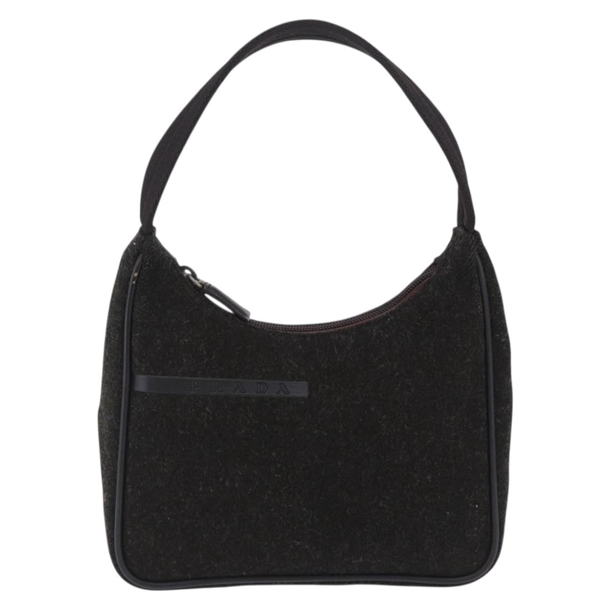 Prada Vintage Wool Black Wool Handbag (Pre-Owned)