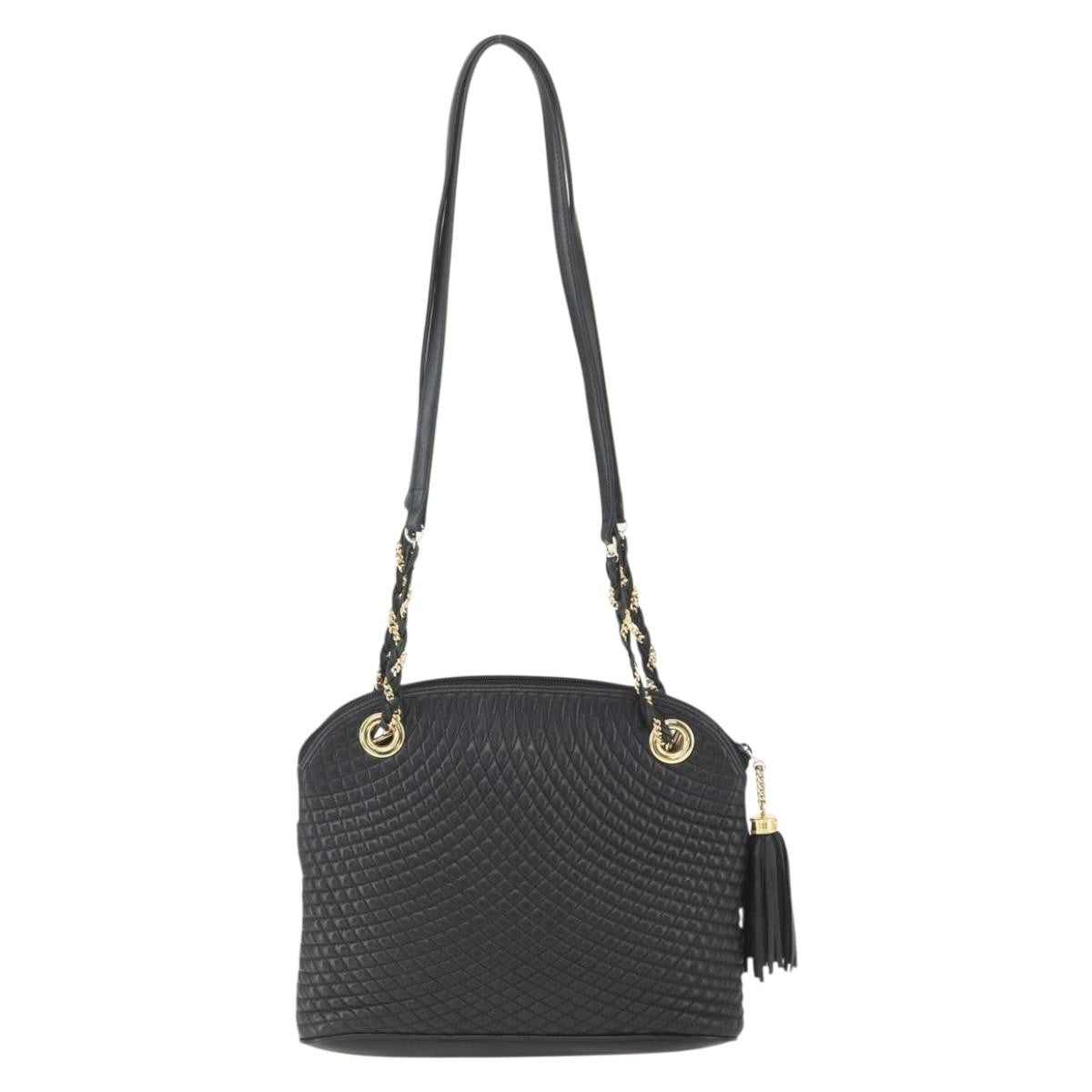 Bally Vintage Chain Quilted Leather Black Leather Shoulder Bag Bag (Pre-Owned)