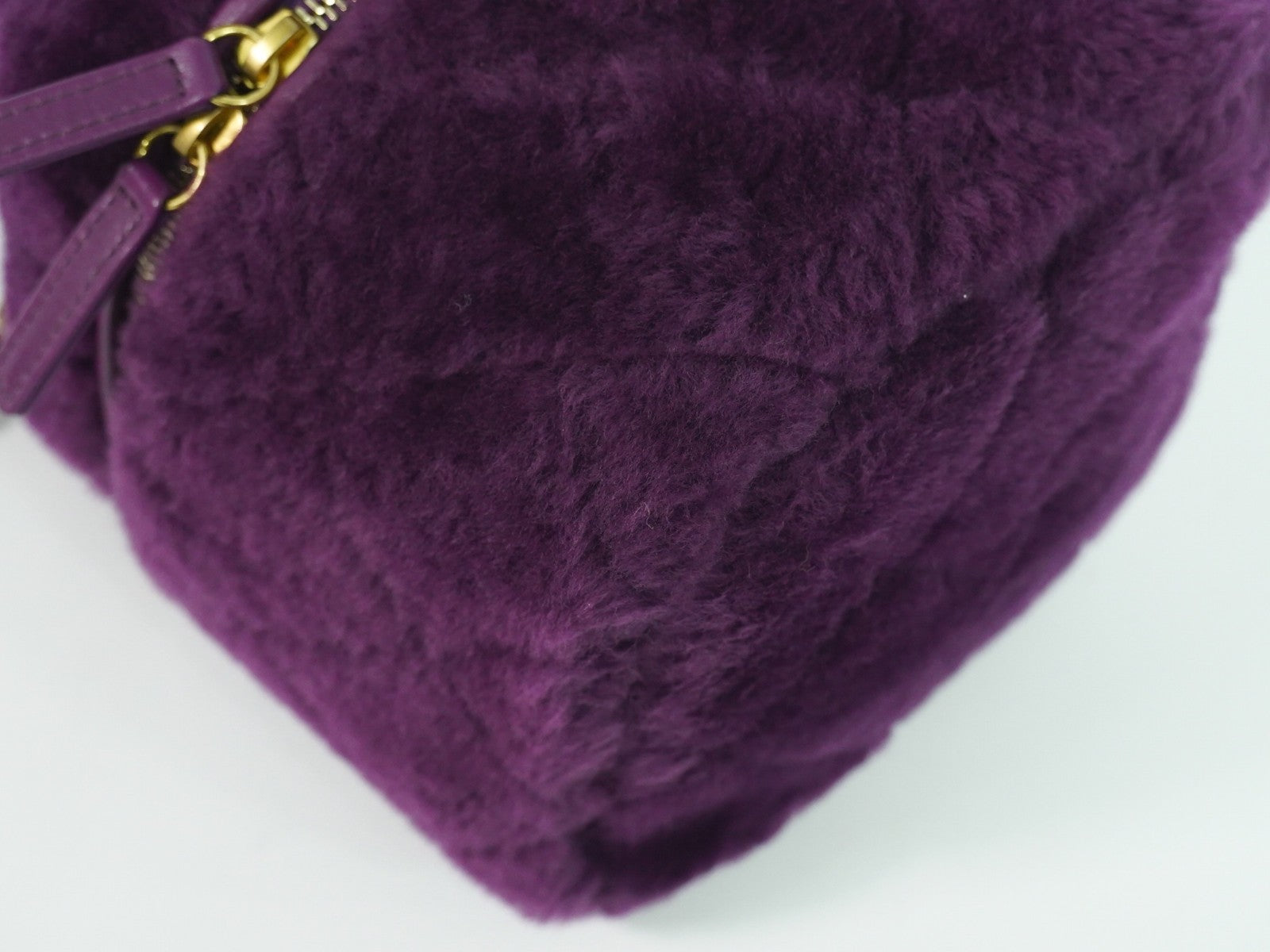 Chanel Coconing Top Handle Vanity Case With Chain Quilted Shearling Purple Faux_Fur Clutche & Pouche Bag (Pre-Owned)