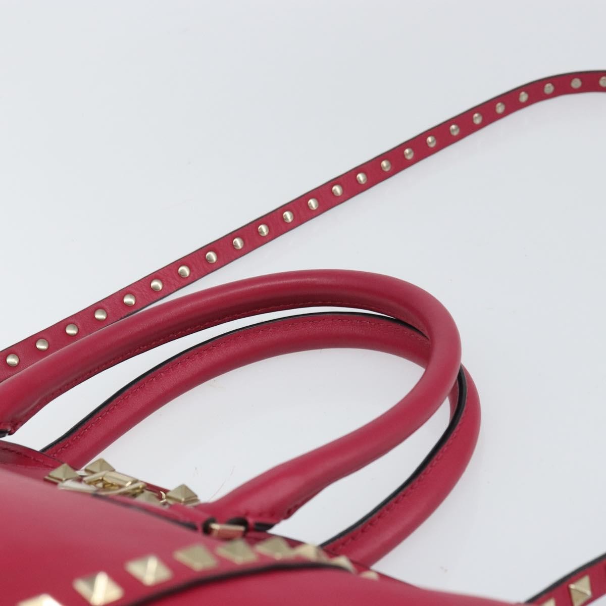 Valentino Garavani 1975 Rockstud Striped Leather Pink Leather Tote Bag Bag (Pre-Owned)