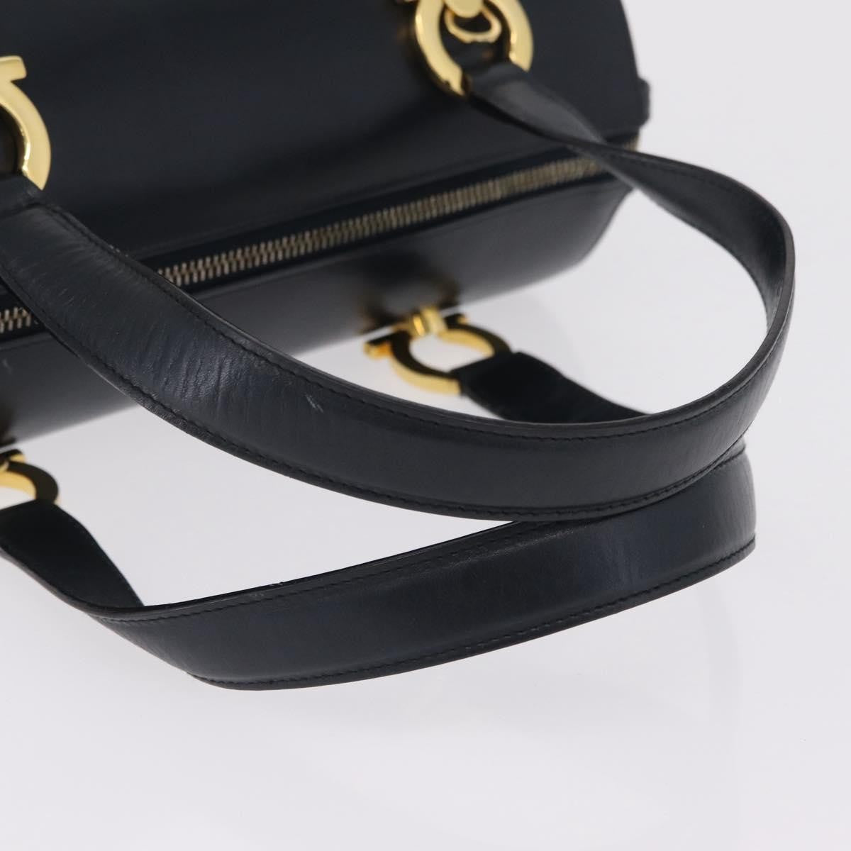 Salvatore Ferragamo Gancini Leather Navy Leather Handbag (Pre-Owned)