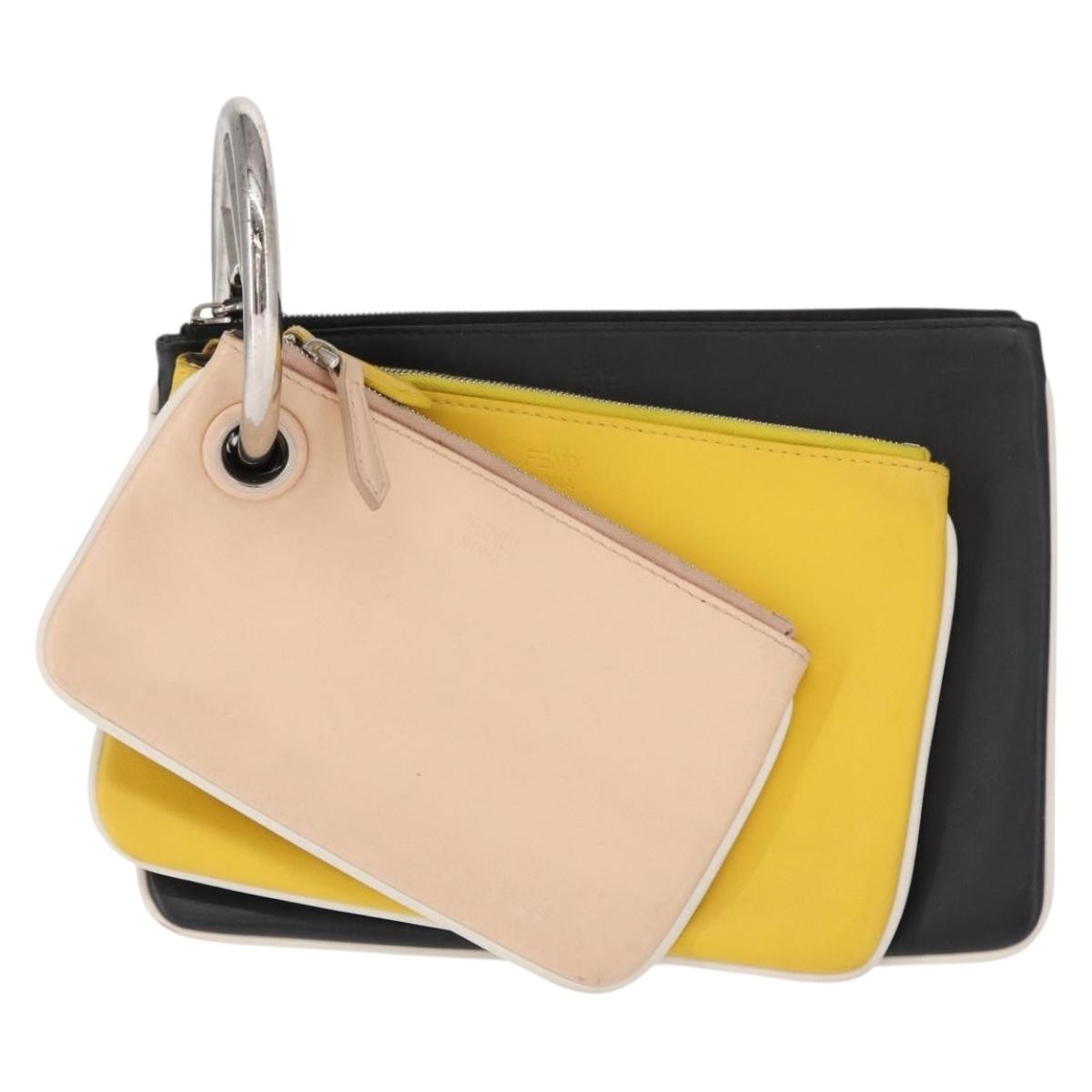 Fendi Triplette Pouch Set Calfskin Multicolour Leather Clutche & Pouche Bag (Pre-Owned)
