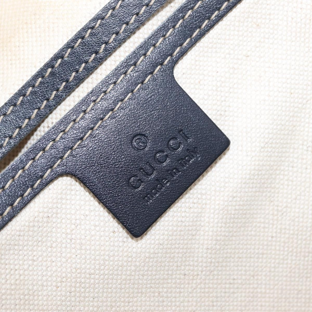 Gucci Open Tote Gg Canvas And Leather Navy Canvas Handbag (Pre-Owned)
