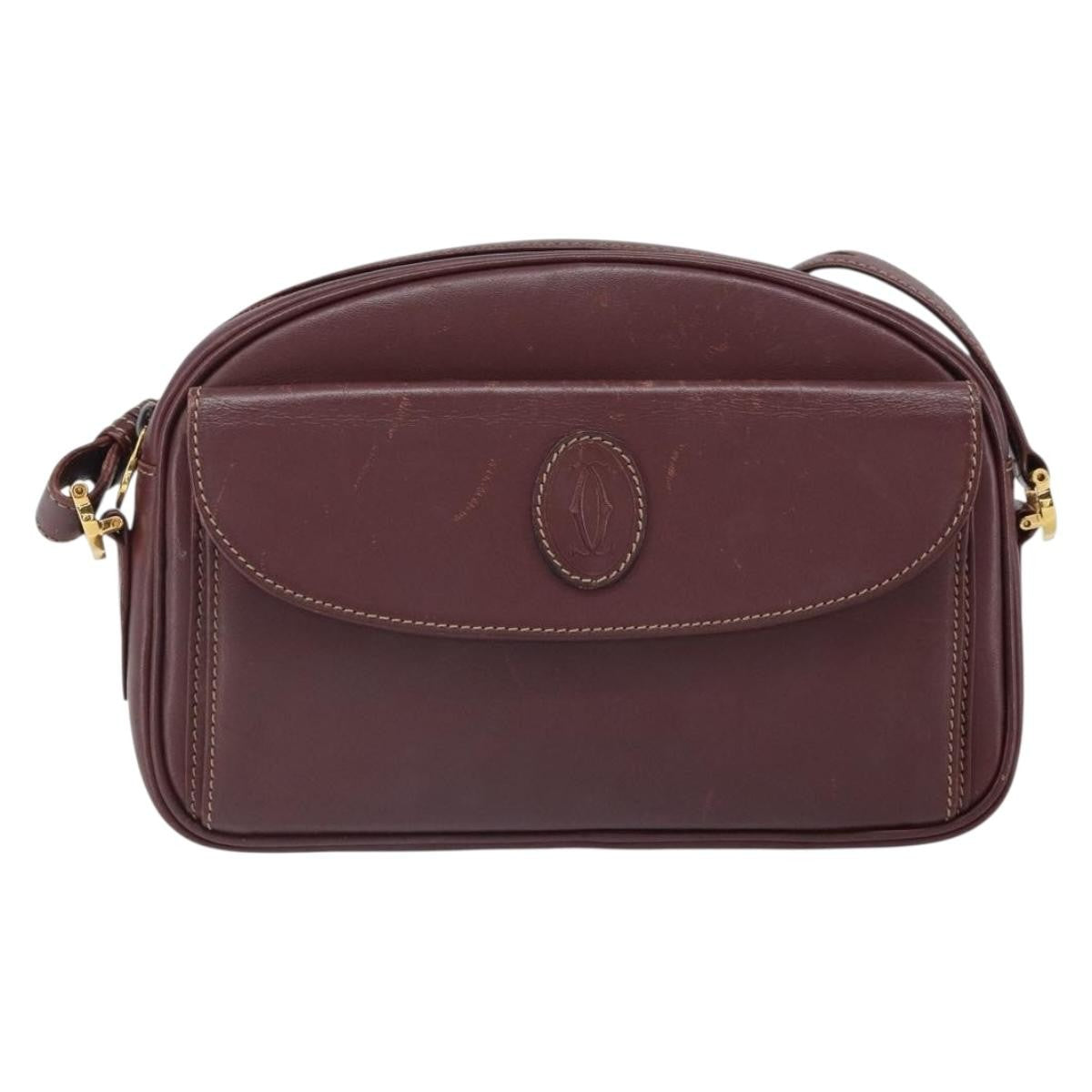 Cartier Must De Cartier Leather Burgundy Leather Shoulder Bag Bag (Pre-Owned)