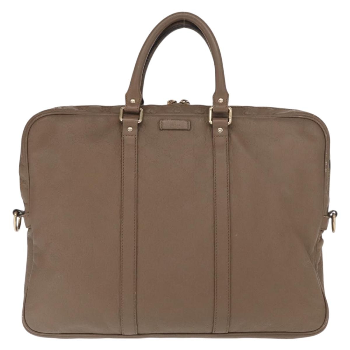 Gucci Convertible Briefcase Leather Brown Leather Briefcase Bag (Pre-Owned)