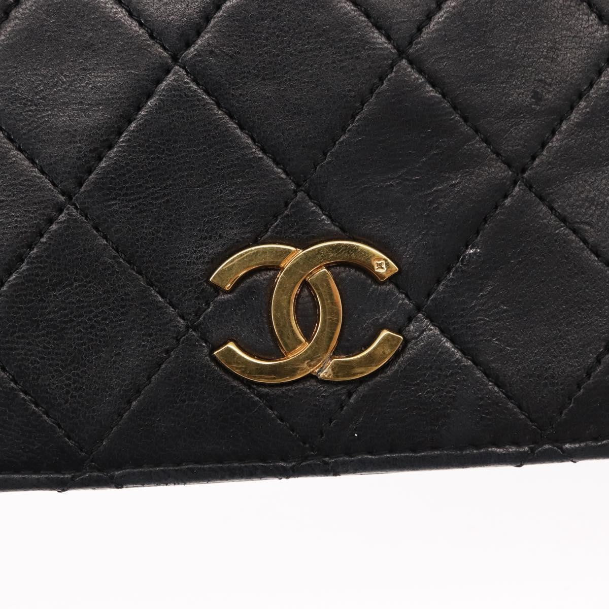 Chanel Vintage Full Flap Quilted Lambskin Black Leather Shoulder Bag Bag (Pre-Owned)