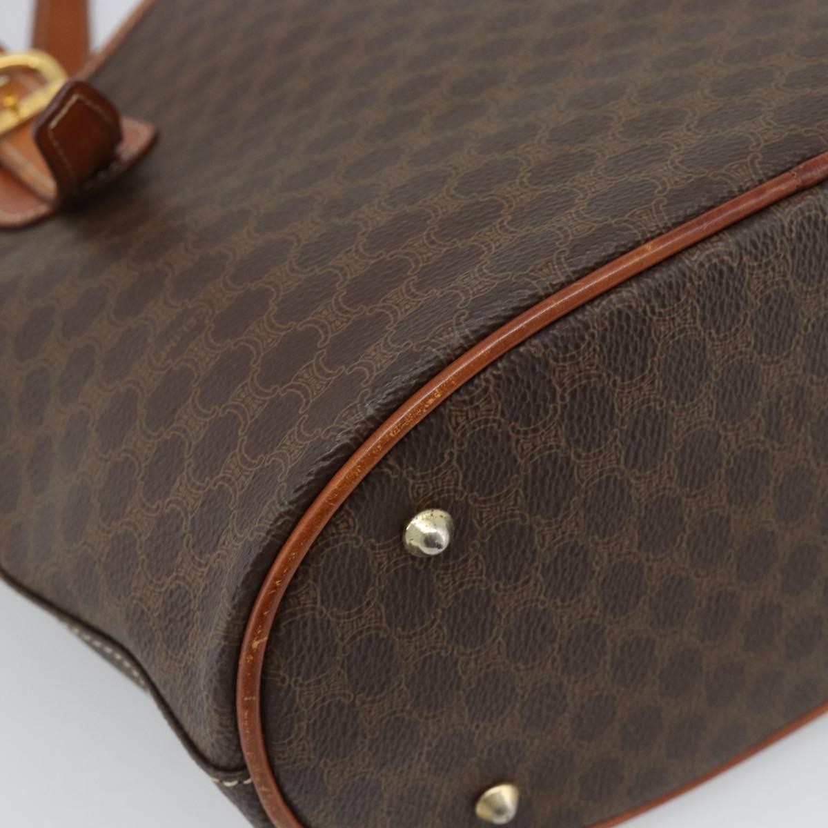 Celine Vintage Macadam Canvas And Leather Brown Canvas Tote Bag Bag (Pre-Owned)