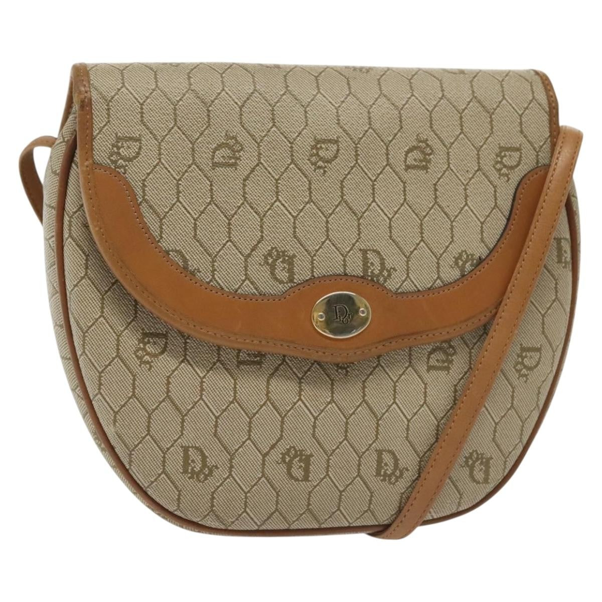 Christian Dior Vintage Honeycomb Canvas Beige Canvas Bag (Pre-Owned)