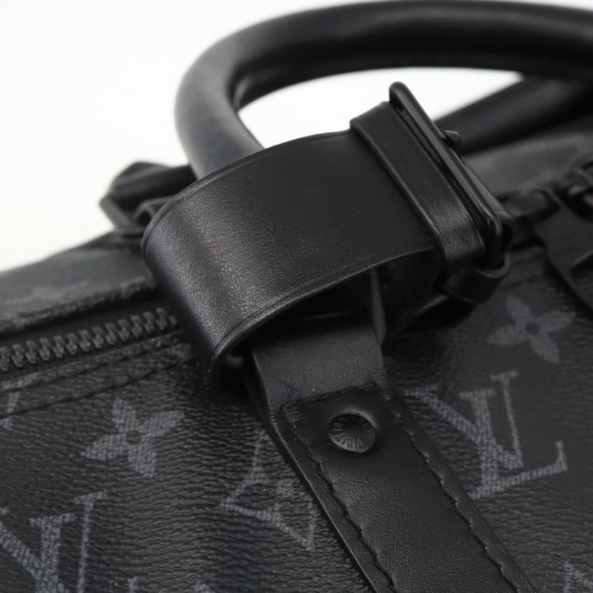 Louis Vuitton Keepall Bandouliere Limited Edition Foliage Monogram Eclipse Black Canvas Travel Bag Bag (Pre-Owned)