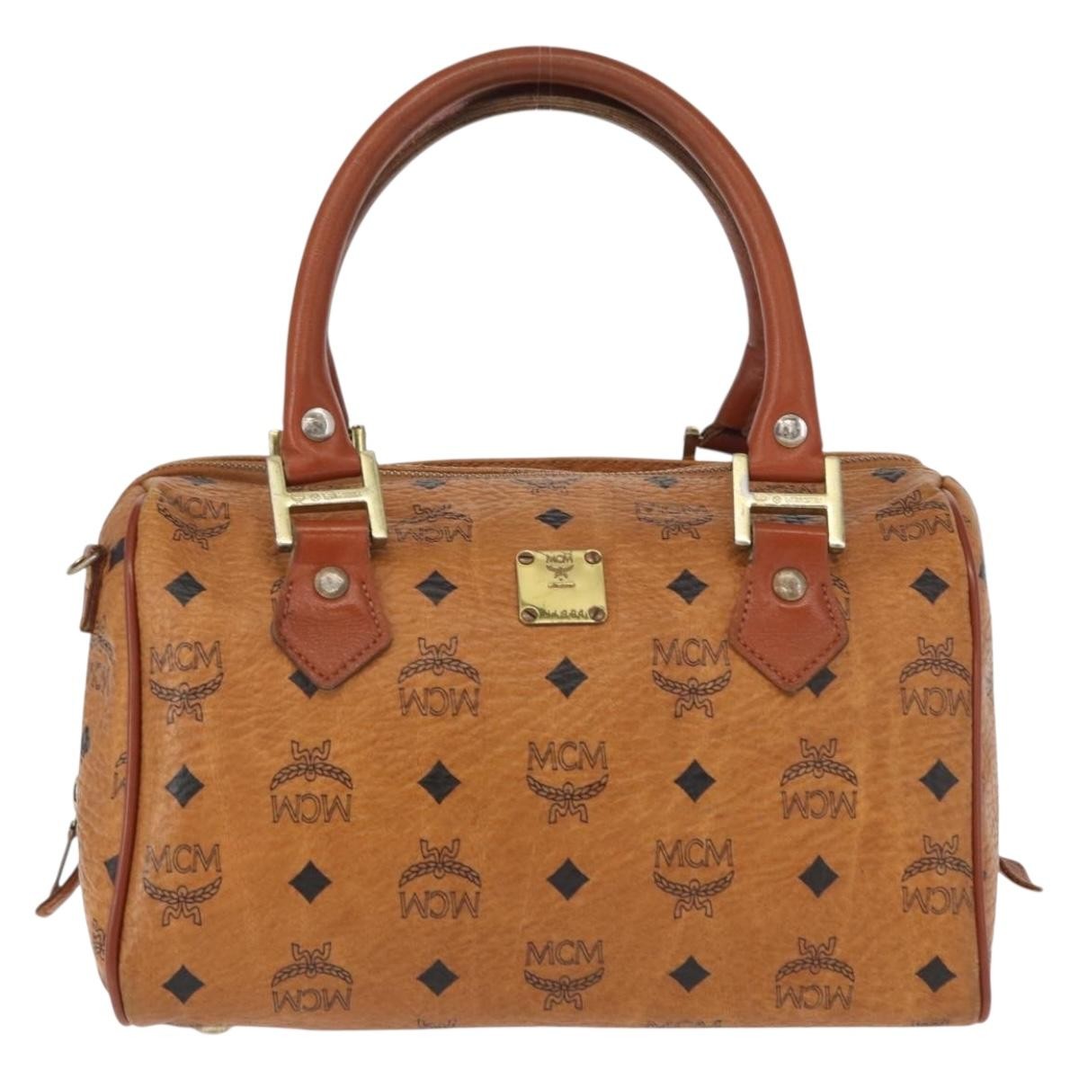 MCM Visetos Logogramme Canvas And Leather Brown Canvas Handbag (Pre-Owned)