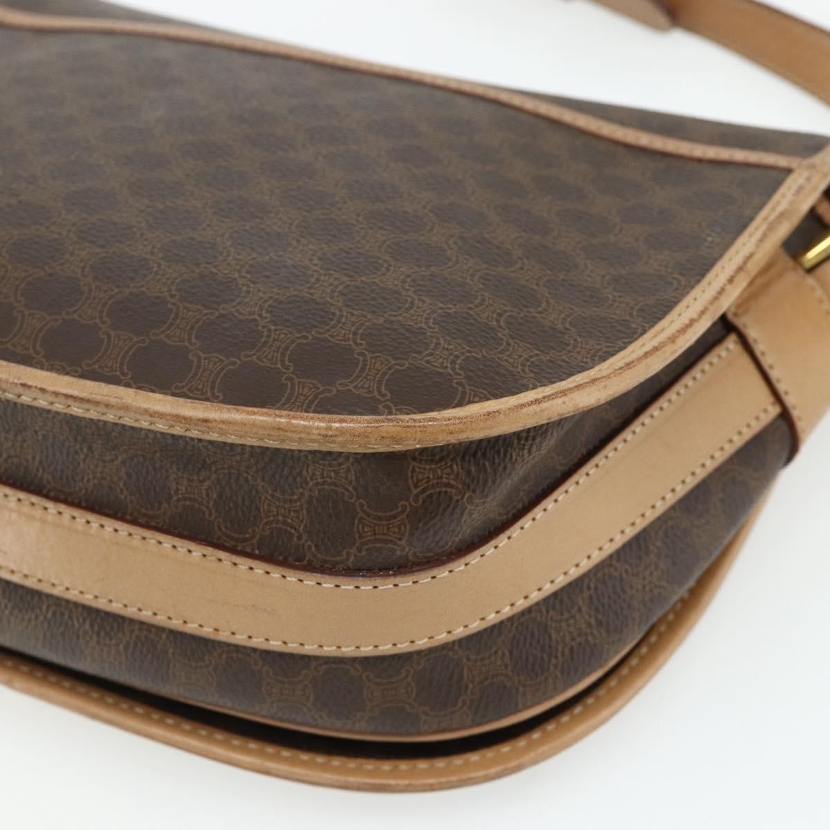 Celine Vintage Macadam Canvas And Leather Brown Canvas Shoulder Bag Bag (Pre-Owned)
