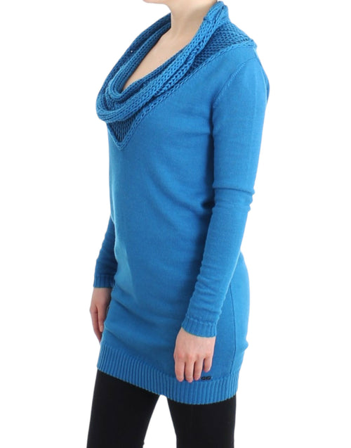 Costume National Cozy Scoop Neck Blue Knit Women's Sweater