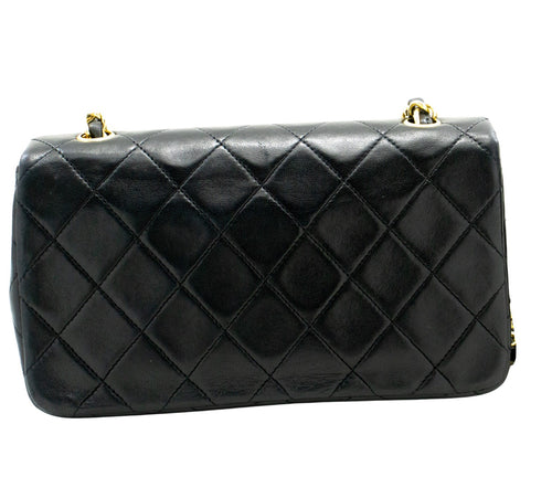 Chanel Full Flap Black Leather Shoulder Bag (Pre-Owned)