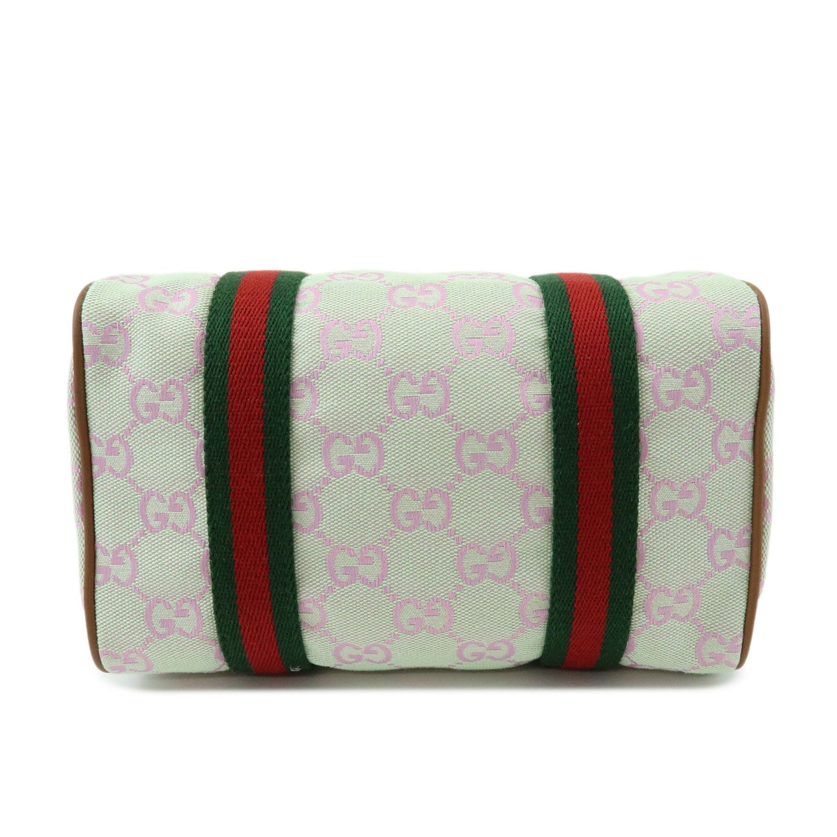 Gucci Web Boston Gg Canvas Green Canvas Handbag (Pre-Owned)