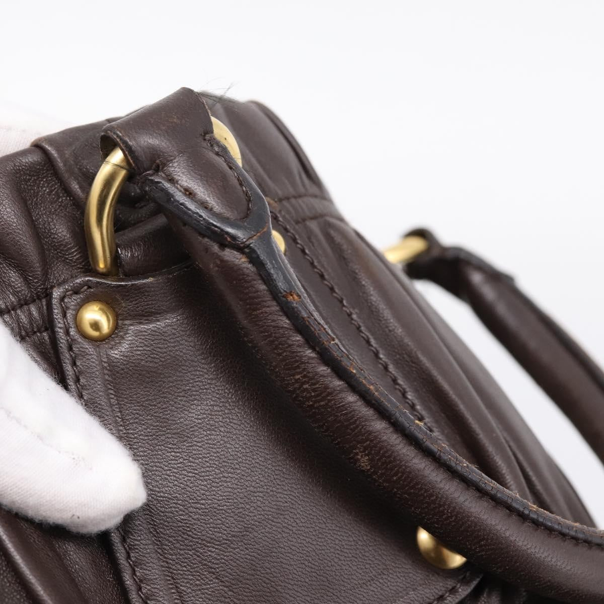 Prada Gaufre Nappa Leather Brown Leather Tote Bag Bag (Pre-Owned)
