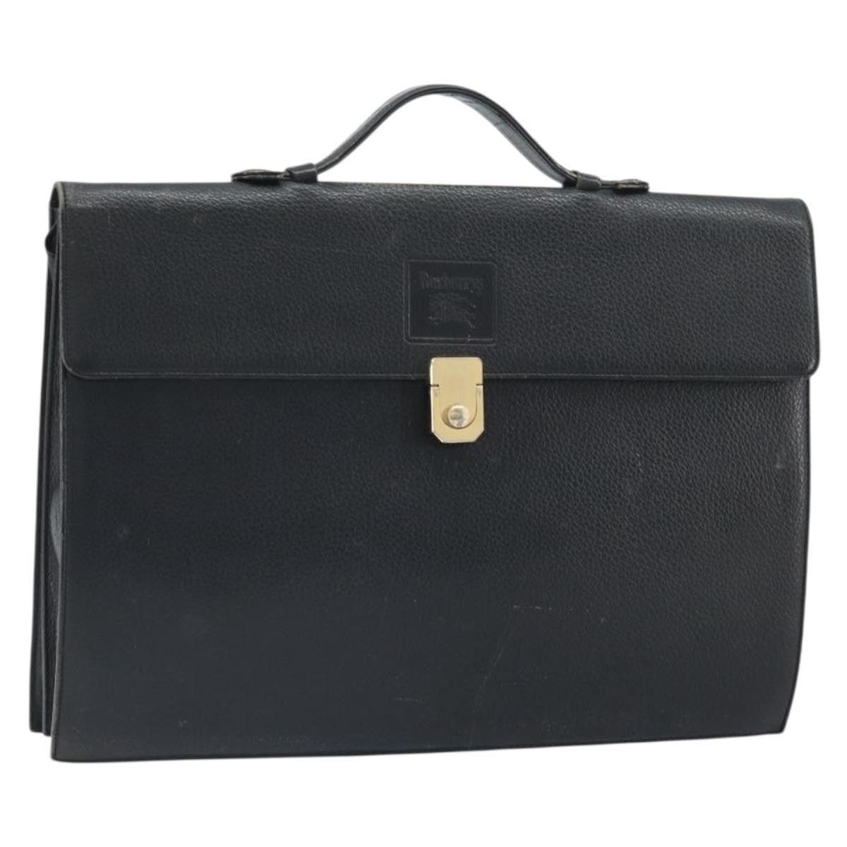 Burberry Vintage Vintage Check Coated Canvas Black Leather Handbag (Pre-Owned)