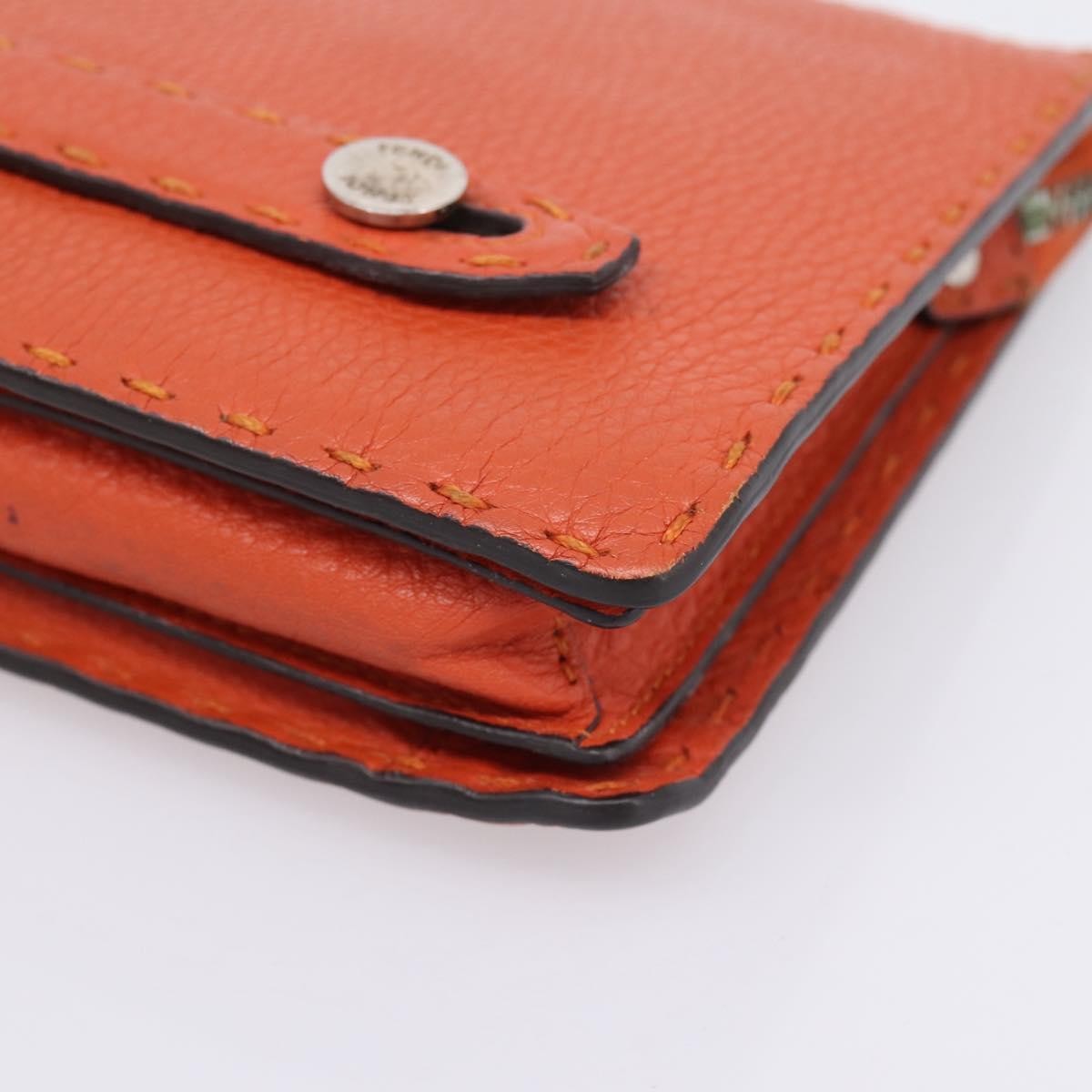 Fendi Selleria Zip Clutch Leather Orange Leather Clutche & Pouche Bag (Pre-Owned)