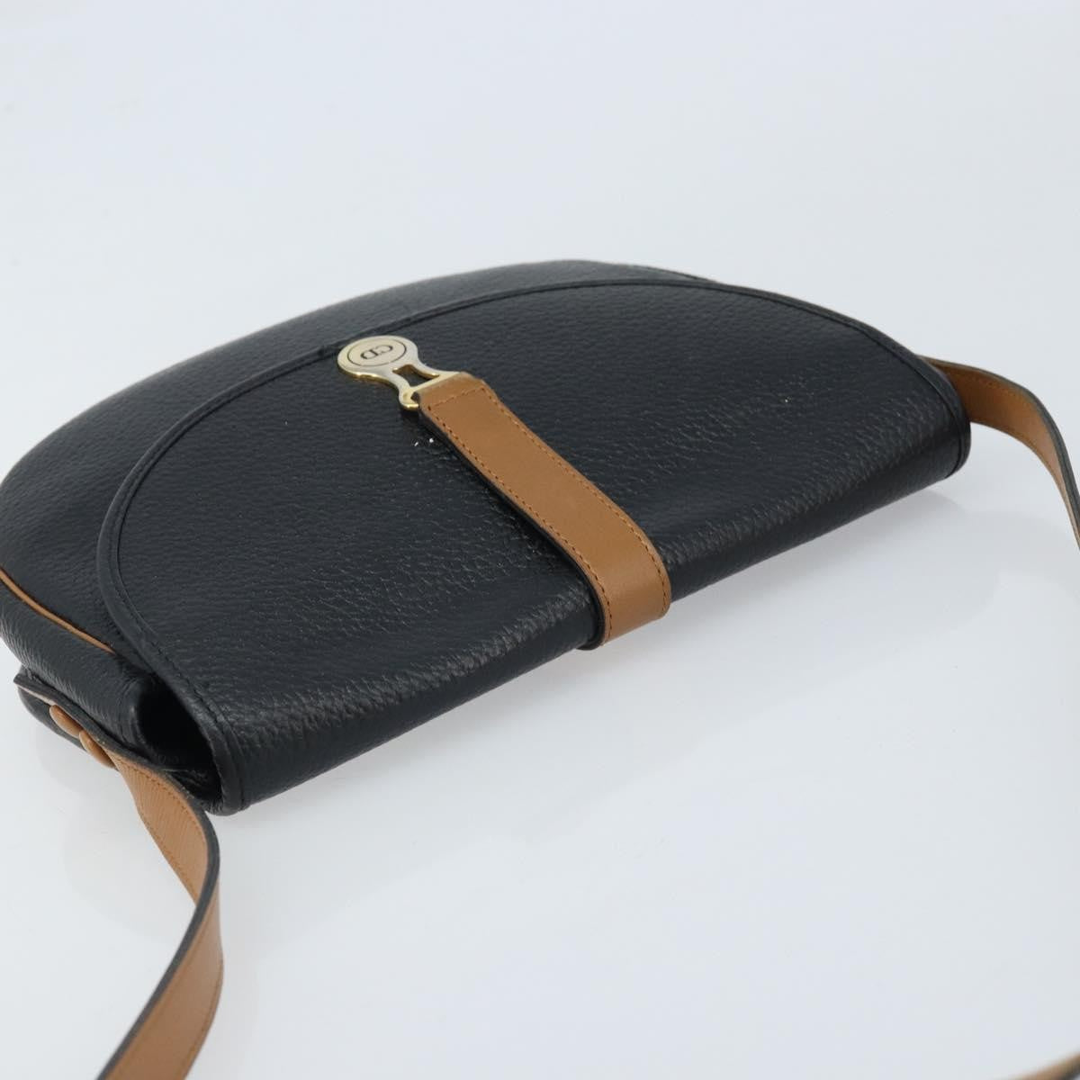 Christian Dior Vintage Cd Logo Leather Black Leather Shoulder Bag Bag (Pre-Owned)