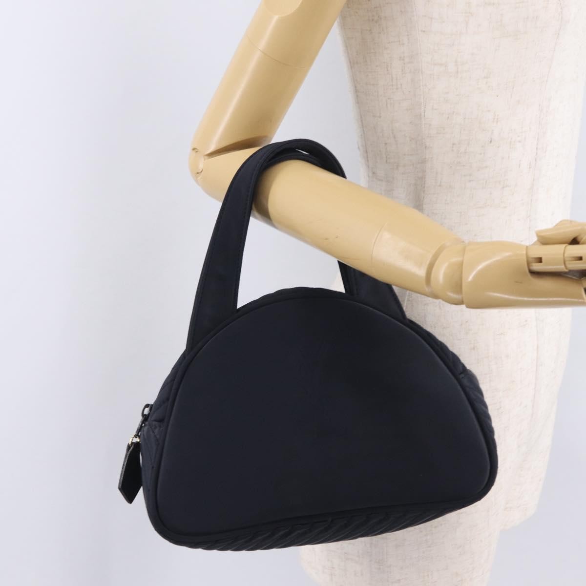 Saint Laurent Vintage Quilted Top Handle Bag Nylon Navy Nylon Handbag (Pre-Owned)