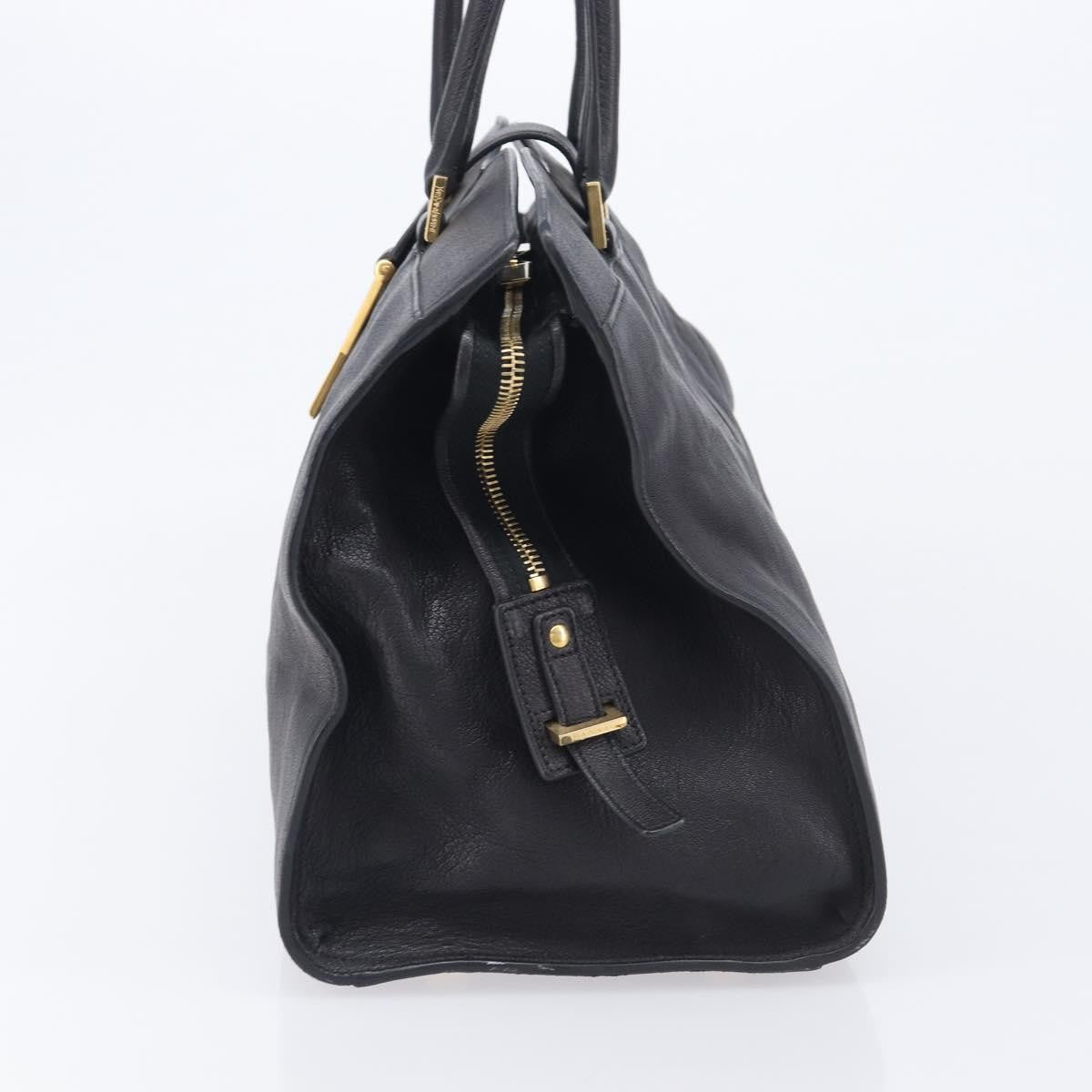 Saint Laurent Classic Y Cabas Leather Black Leather Tote Bag Bag (Pre-Owned)