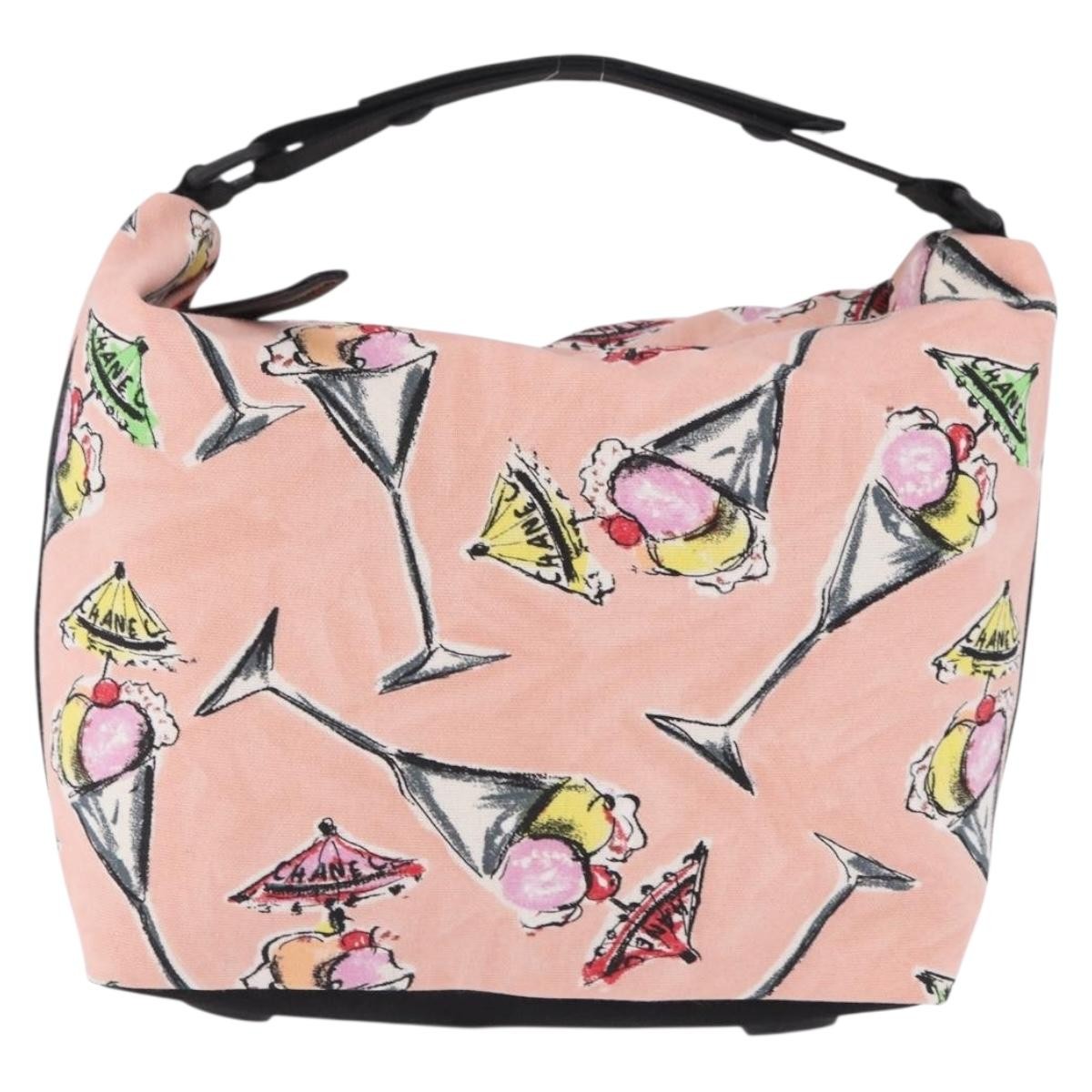 Chanel Ice Cream Sundae Printed Canvas Pink Canvas Shoulder Bag Bag (Pre-Owned)