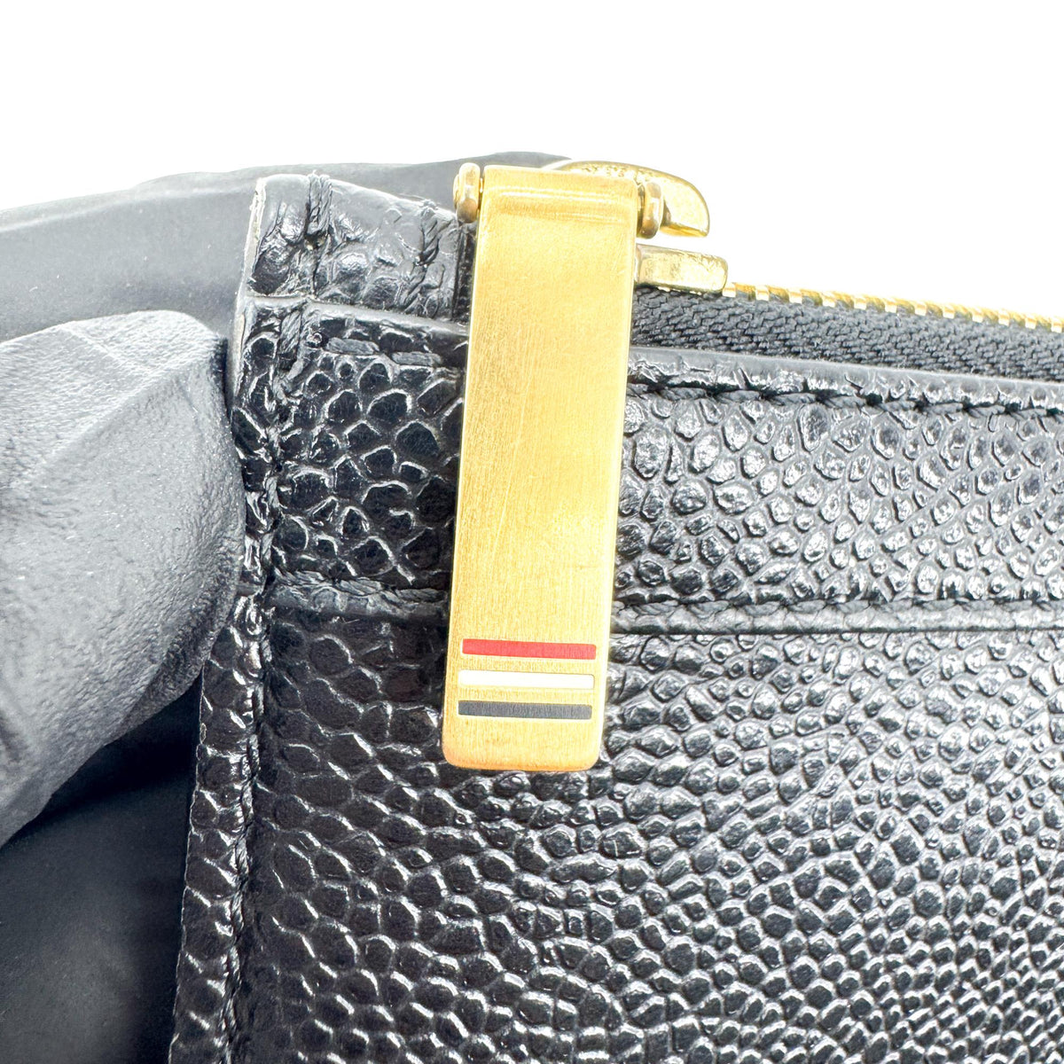 Thom Browne Zip Document Holder Leather With Applique Navy Leather Briefcase Bag (Pre-Owned)