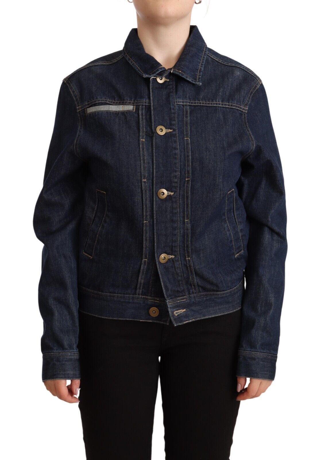 Master Coat Dark Blue Button Down Long Sleeves Denim Women's Jacket