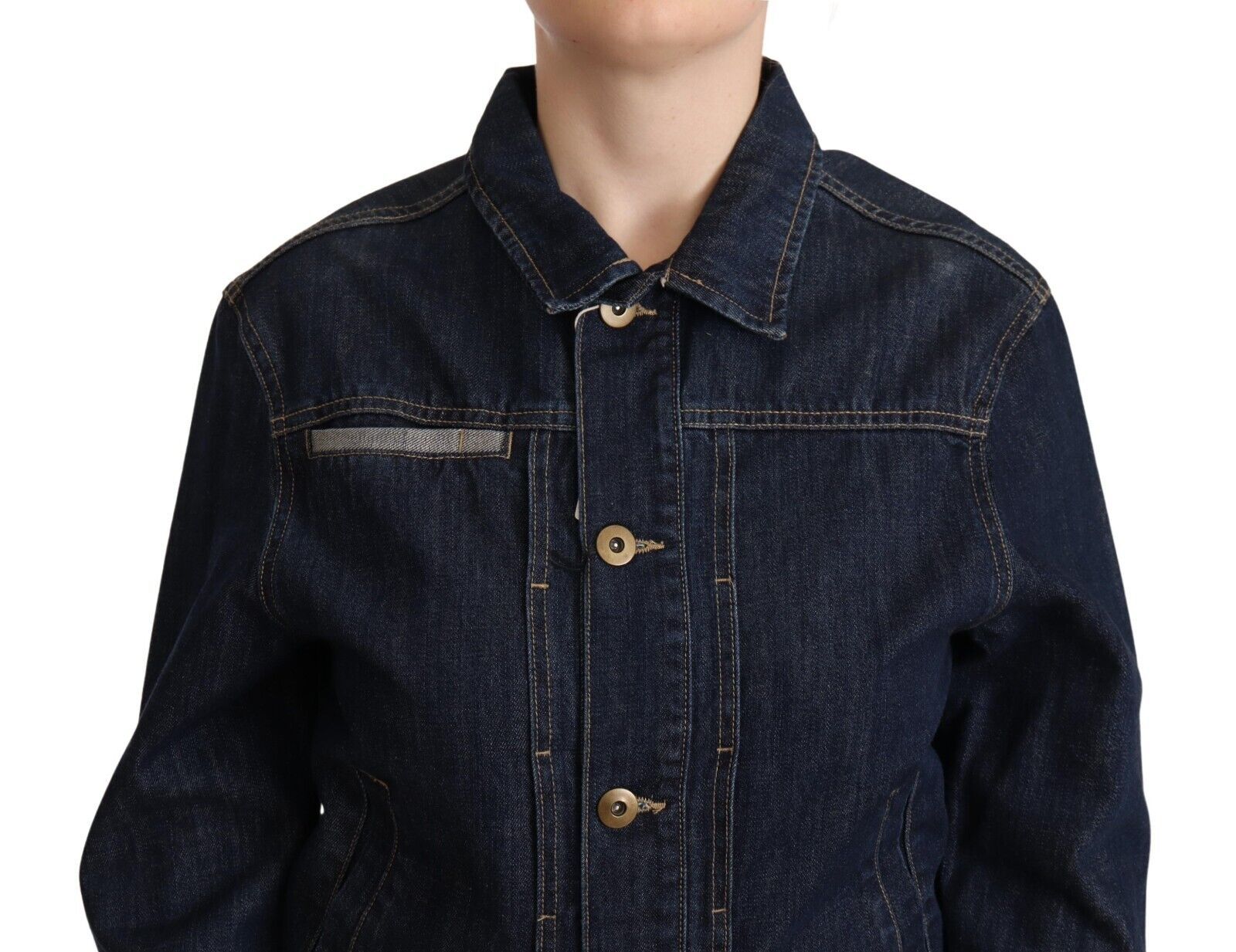 Master Coat Dark Blue Button Down Long Sleeves Denim Women's Jacket