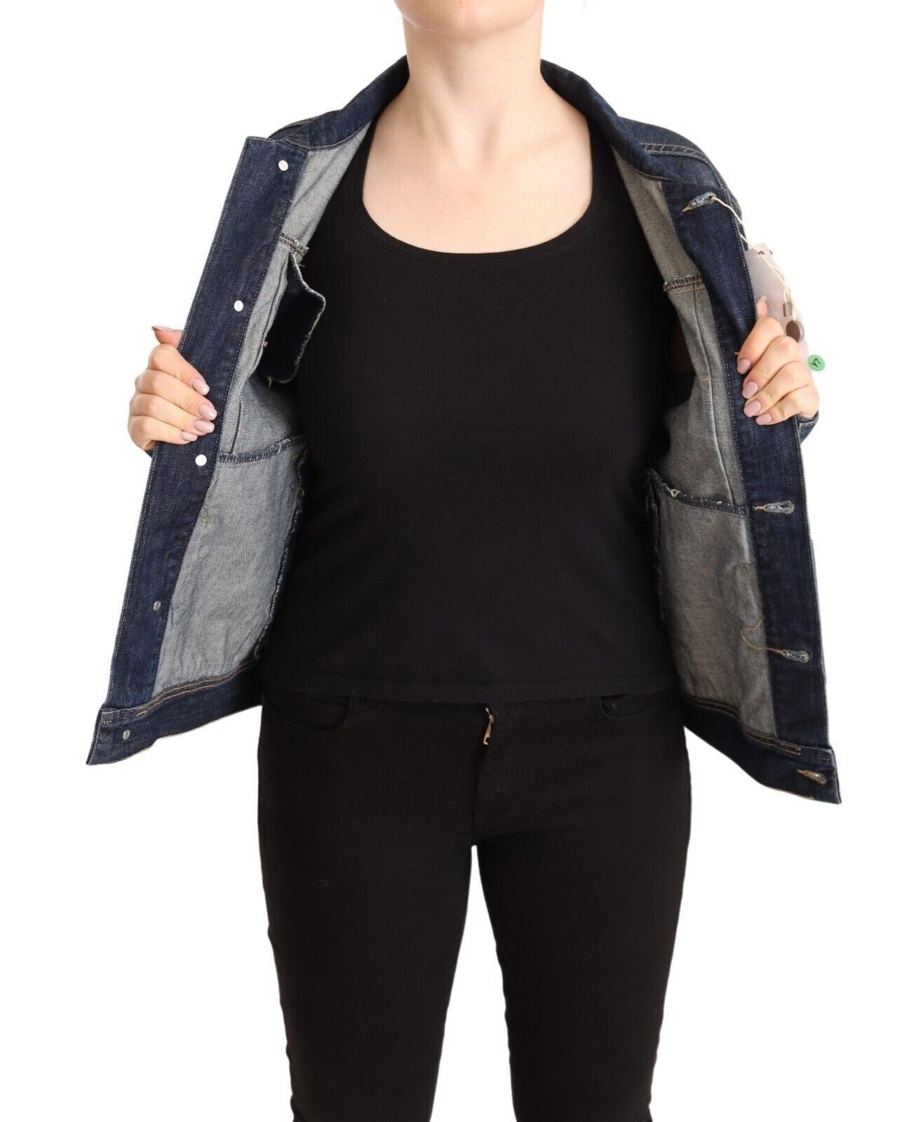 Master Coat Dark Blue Button Down Long Sleeves Denim Women's Jacket