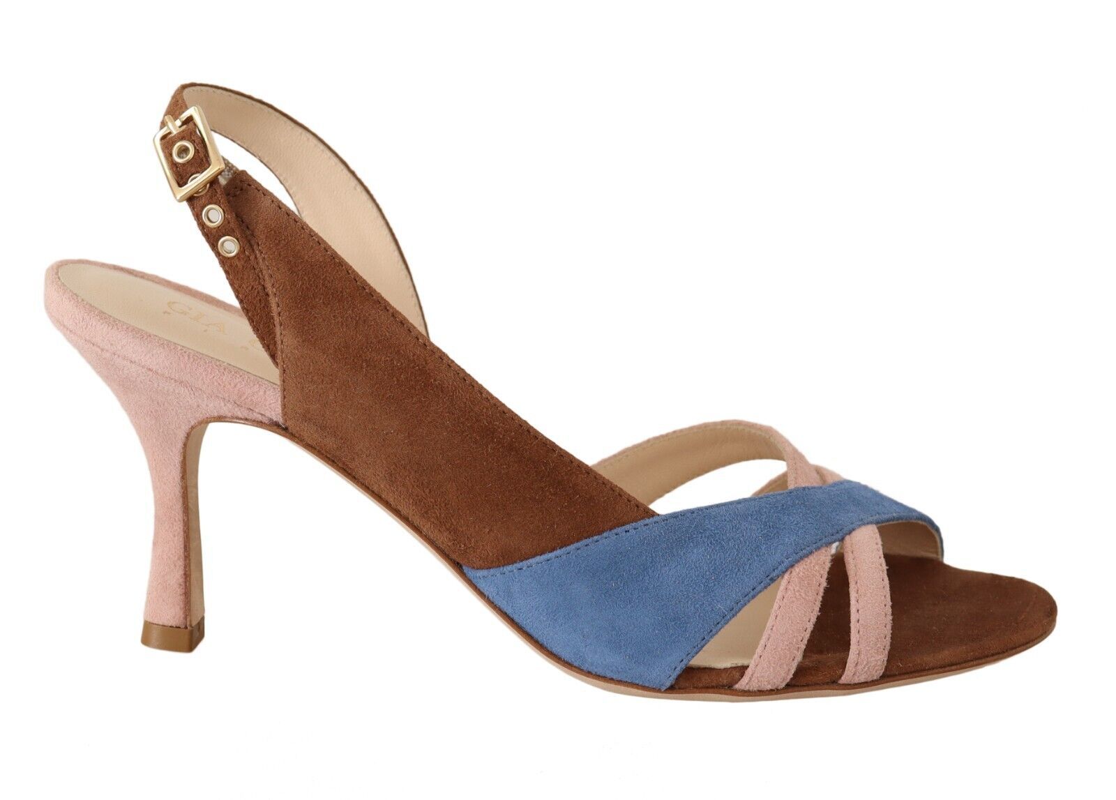 GIA COUTURE Chic Multicolor Suede Slingback Heel Women's Sandals