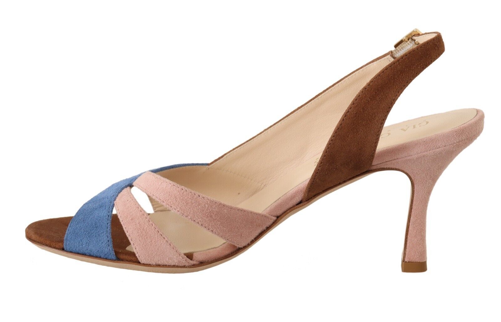 GIA COUTURE Chic Multicolor Suede Slingback Heel Women's Sandals