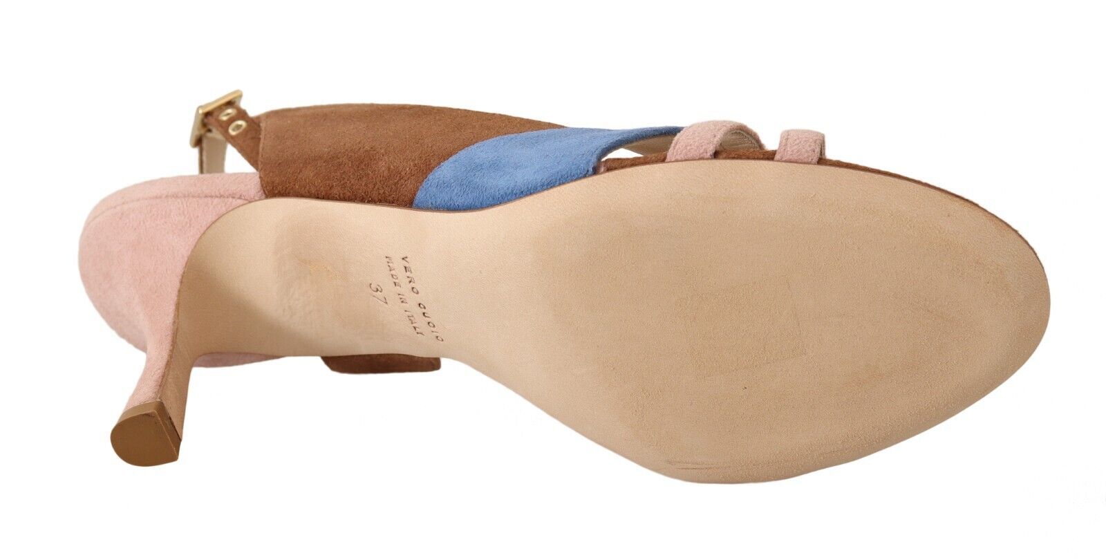 GIA COUTURE Multicolor Suede Leather Slingback Heels Sandals Women's Shoes