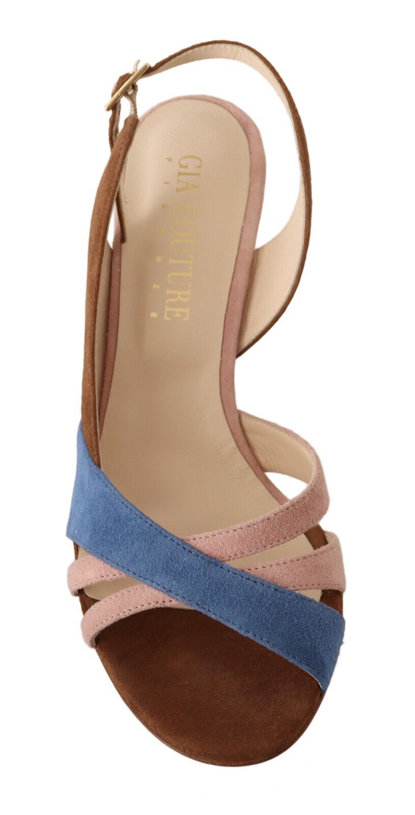 GIA COUTURE Multicolor Suede Leather Slingback Heels Sandals Women's Shoes