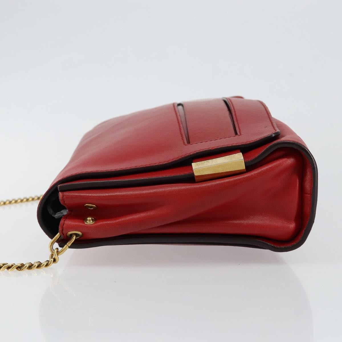 Chloe Elle Chain Clutch Leather Red Leather Bag (Pre-Owned)