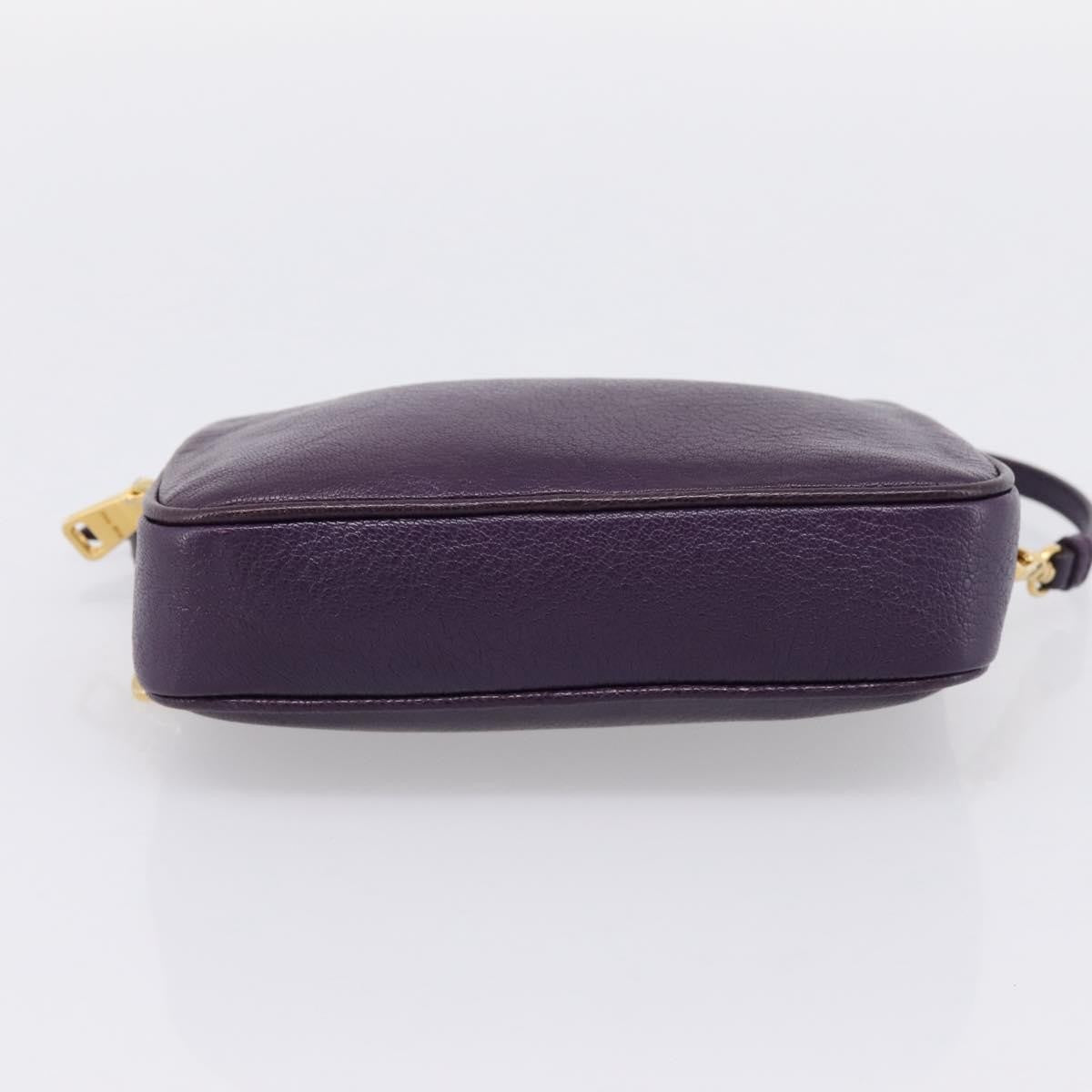 Miu Miu Double Zip Pochette Leather Purple Leather Clutche & Pouche Bag (Pre-Owned)
