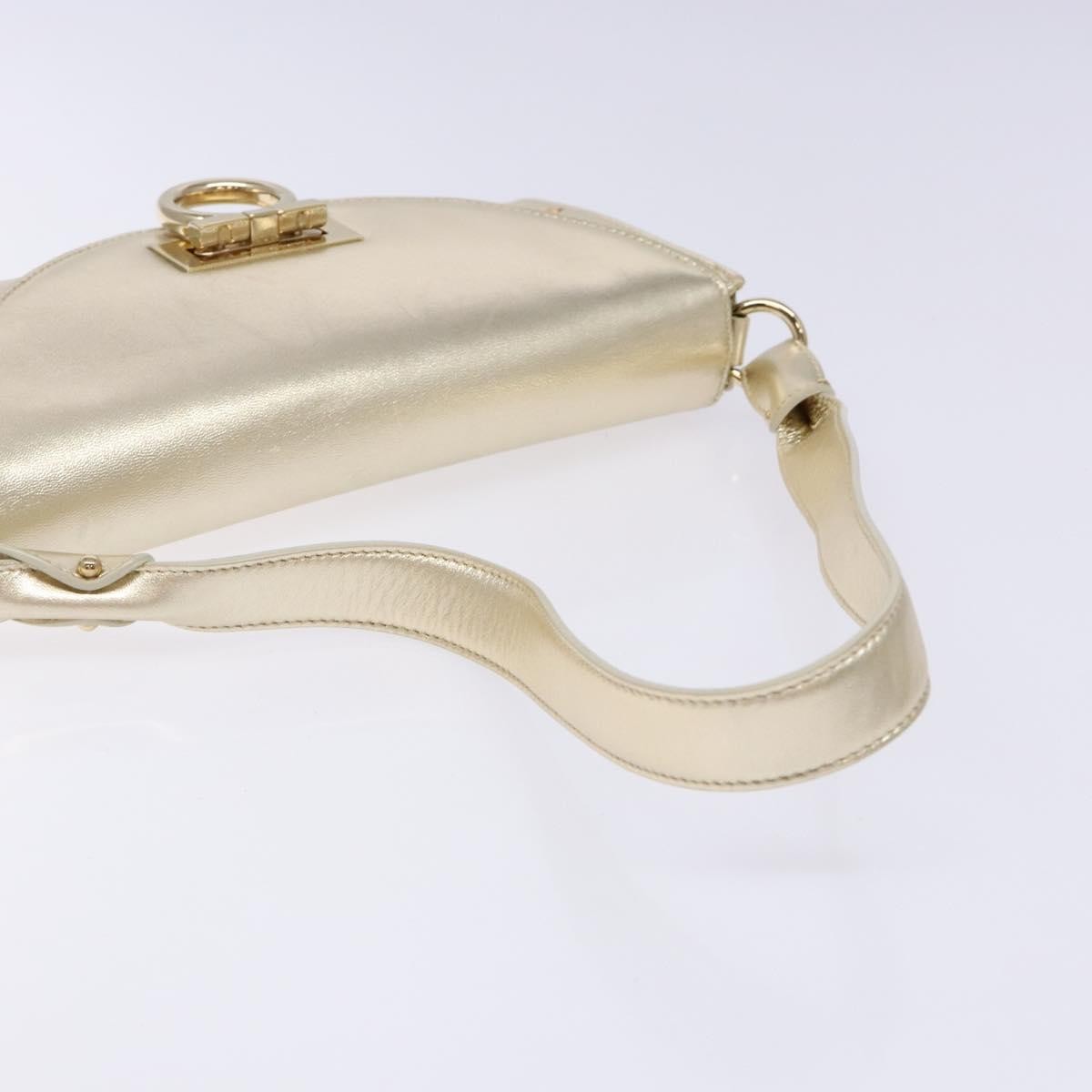 Salvatore Ferragamo Gancini Leather Gold Leather Shoulder Bag Bag (Pre-Owned)