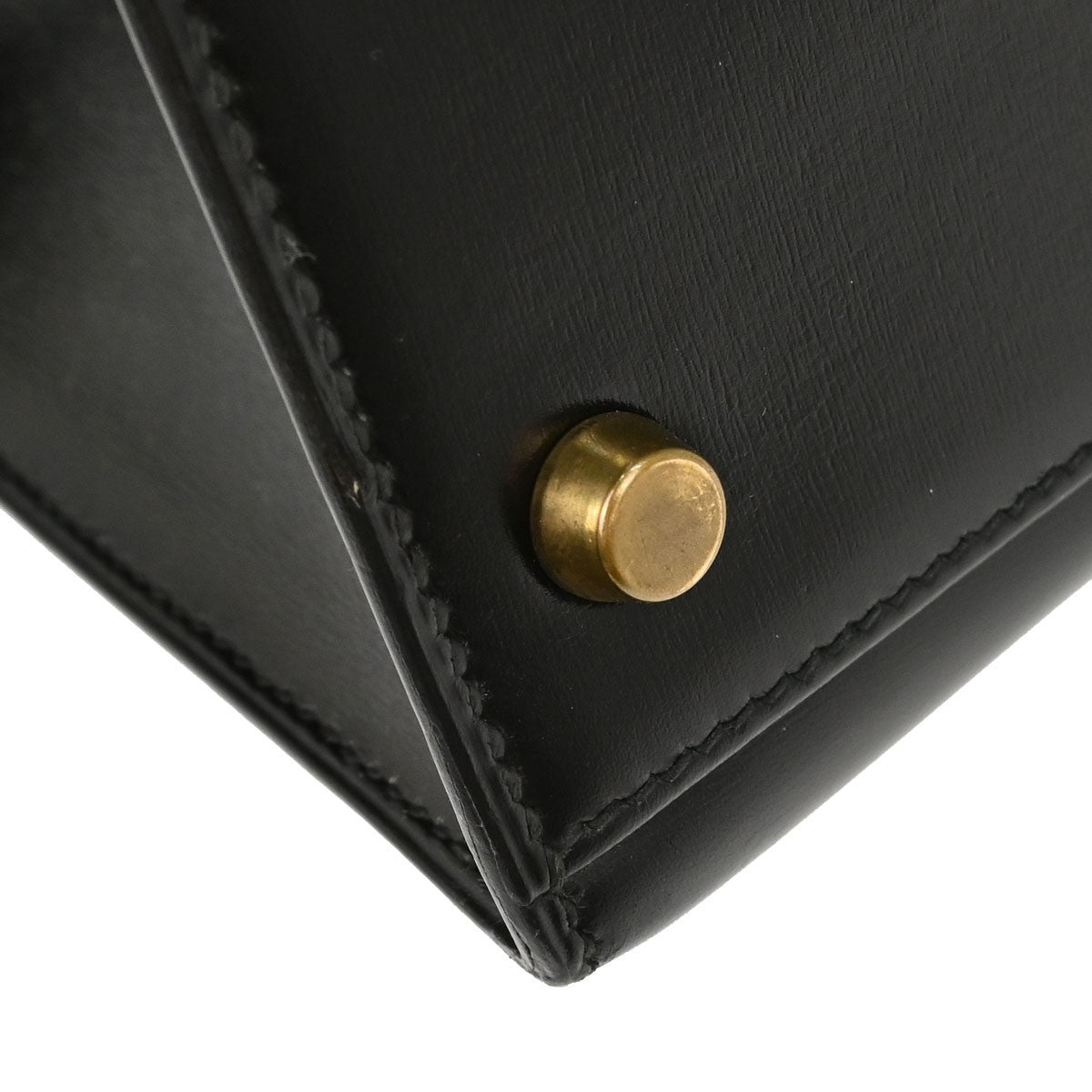 Hermes Kelly Black Box Calf With Gold Hardware Black Calfskin Handbag (Pre-Owned)