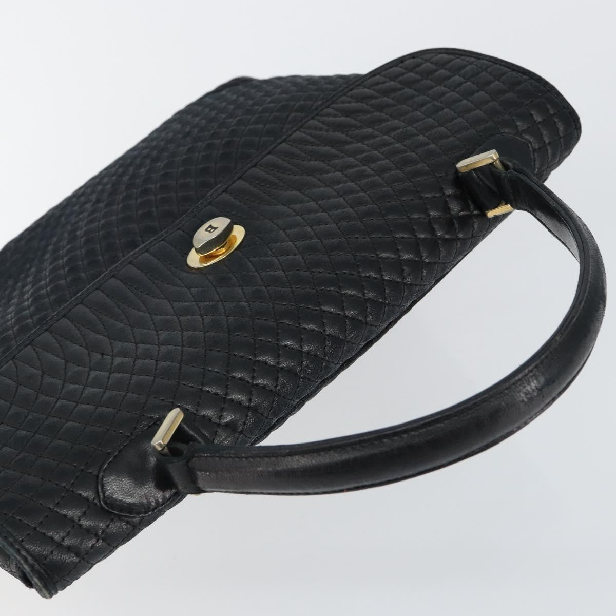 Bally Vintage Quilted Leather Black Leather Handbag (Pre-Owned)