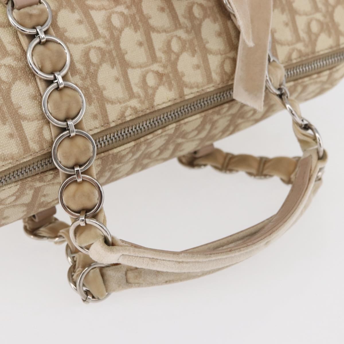 Christian Dior Vintage Trotter Romantique Zip Diorissimo Coated Canvas Beige Canvas Shoulder Bag Bag (Pre-Owned)