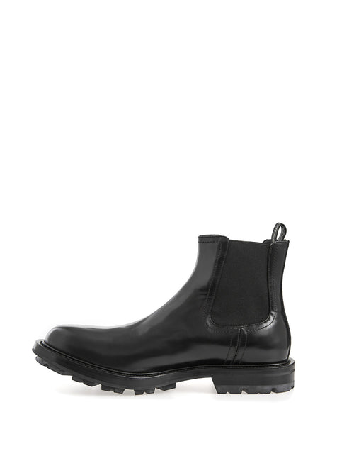 Alexander McQueen Elegant Leather Chelsea Boots in Men's Black
