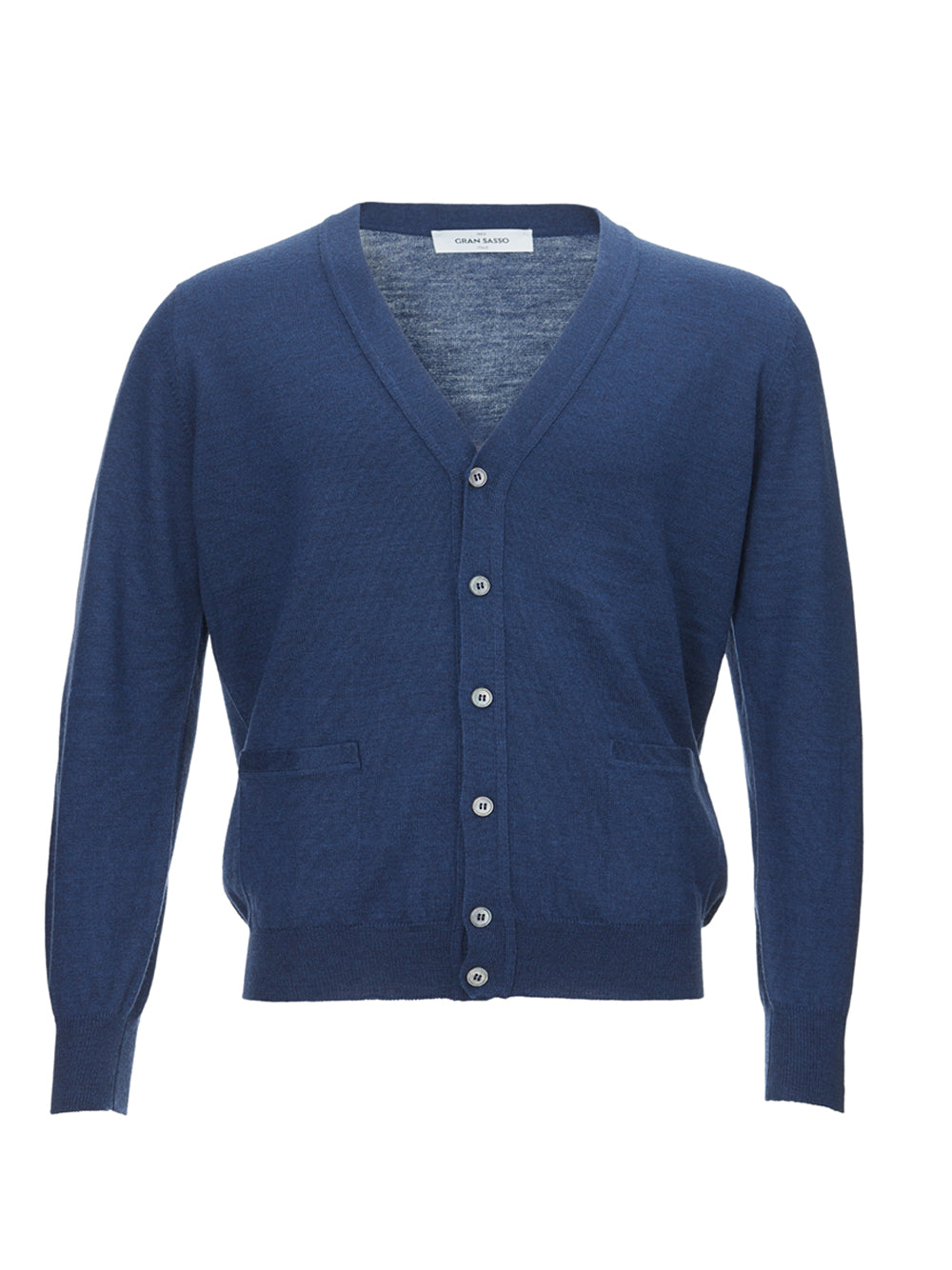Gran Sasso Elegant Blue Wool Cardigan with Men's Pockets