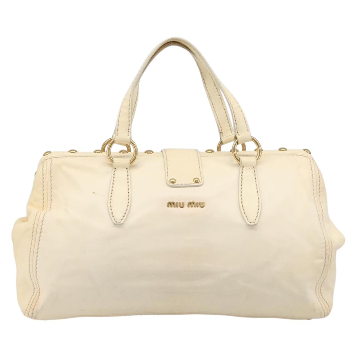 Miu Miu Beau Top Handle Leather Beige Leather Handbag (Pre-Owned)