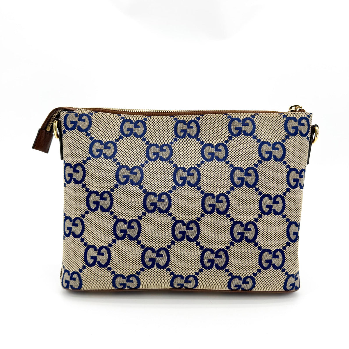 Gucci Zip Messenger Jumbo Gg Canvas Brown Canvas Handbag (Pre-Owned)