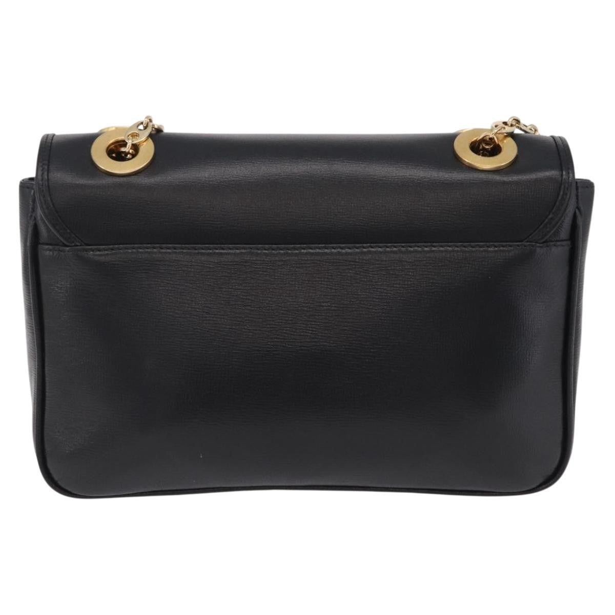 Gucci Marina Chain Flap Leather Black Leather Shoulder Bag Bag (Pre-Owned)