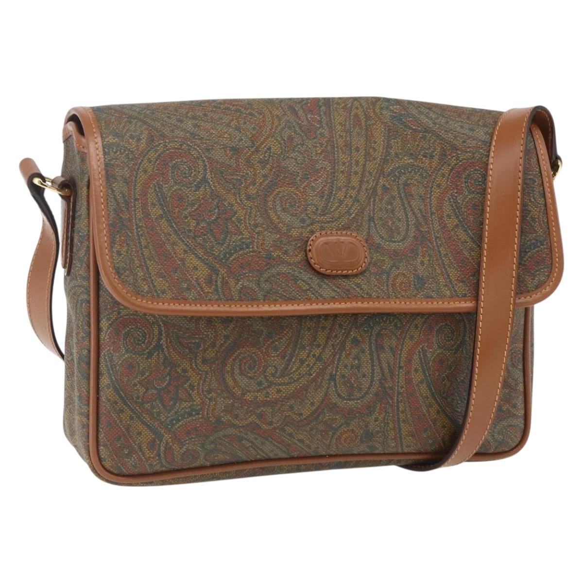 Valentino Garavani Vintage Canvas And Leather Brown Canvas Shoulder Bag Bag (Pre-Owned)