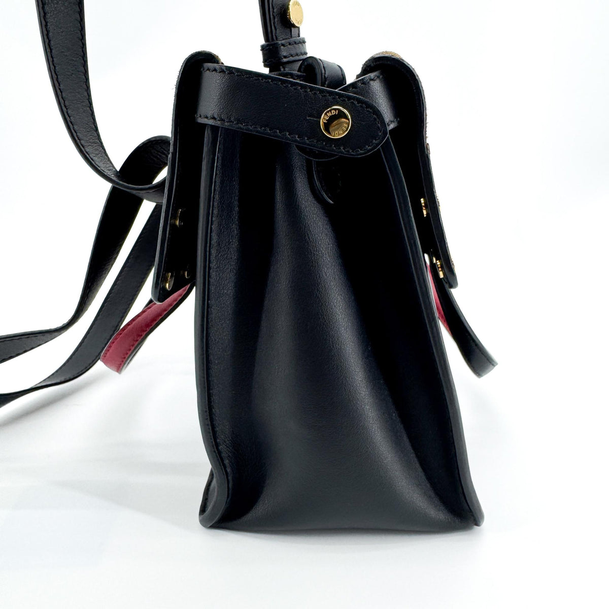 Fendi Flip Leather With Suede Black Leather Tote Bag Bag (Pre-Owned)