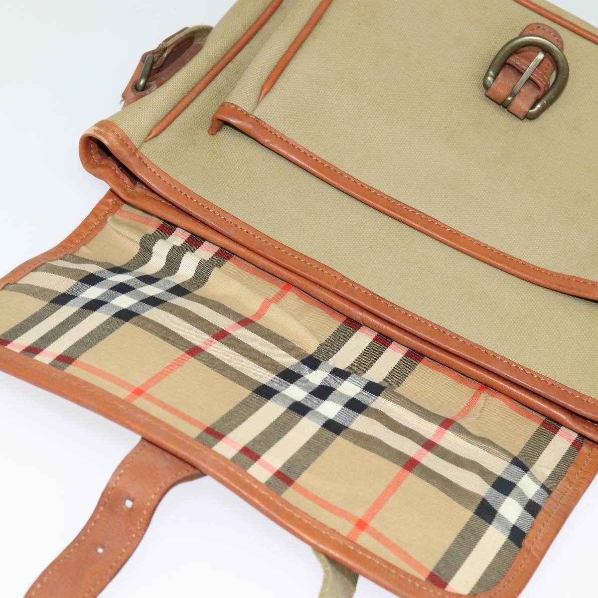 Burberry Front Pocket Messenger Canvas Beige Canvas Shoulder Bag Bag (Pre-Owned)