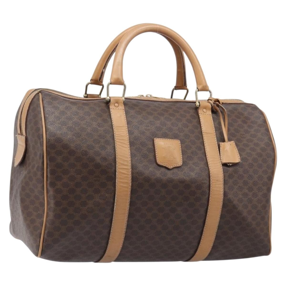 Celine Vintage Duffle Macadam Coated Canvas Brown Canvas Handbag (Pre-Owned)