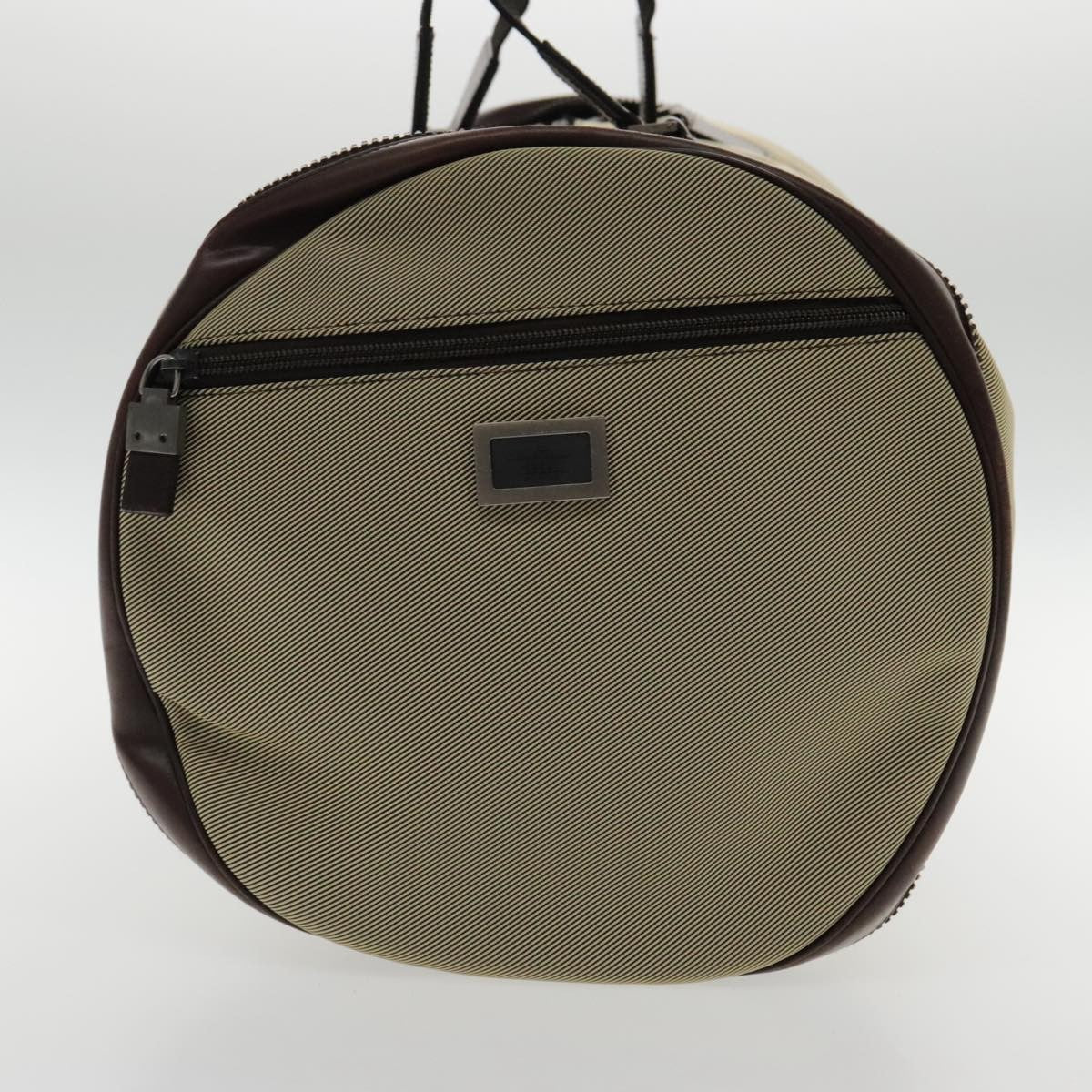 Salvatore Ferragamo Boston Leather Beige Canvas Handbag (Pre-Owned)